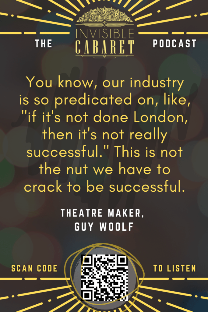 Pull-quote from Guy's episode which reads: 'You know, this industry is so predicated on like, "if it's not done London, then it's not really successful." This is not the nut we have to crack to be successful.'